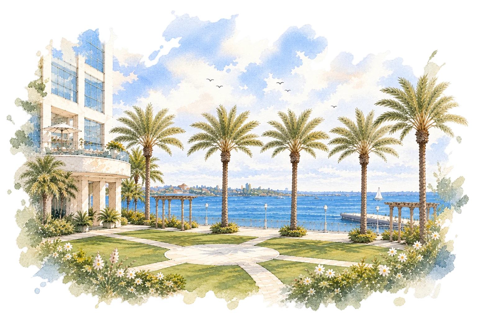 Hilton San Diego Bayfront watercolor